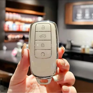 Jaecco 7 Revive Evolve Beyaz-Silver Anahtar Kılıfı