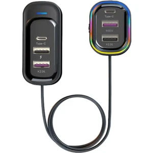 FR-424 36W Pd Hızlı Şarj Destekli Çoklu USB & Type-C Çıkışlı Araç Şarj Cihazı - Rgb Aydınlatmalı