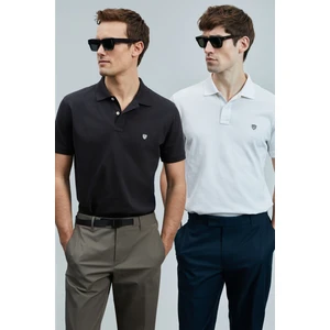 Logolu Pamuklu Comfort Fit Düğmeli Polo Yaka 2'li T Shirt Erkek T Shirt 111040206S2