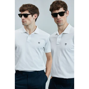 Logolu Pamuklu Comfort Fit Düğmeli Polo Yaka 2'li T Shirt Erkek T Shirt 111040206S2