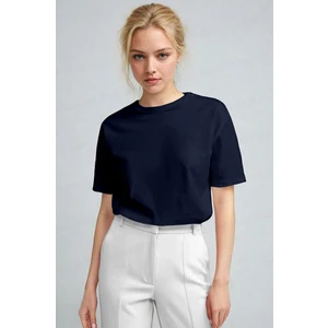 Teenage Millionaire Kadın Lacivert  Nefes Alan Bisiklet Yaka Regular Fit Normal Kesim Baskisiz Basic T-Shirt