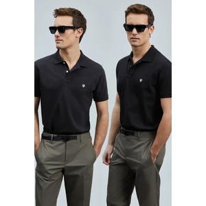 Logolu Pamuklu Comfort Fit Düğmeli Polo Yaka 2'li T Shirt Erkek T Shirt 111040206S2