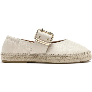 Kadın Krem Tokalı Deri Espadril 25SFD4570FT