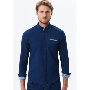 Erkek Denim Jean Slim Fit / Dar Kesim Kot Dokuma Gömlek K9GKD1070