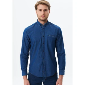 Erkek Denim Jean Slim Fit / Dar Kesim Kot Dokuma Gömlek K9GKD1070