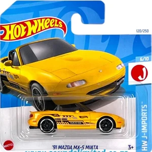 Hot Wheels Diecast Model '91 Mazda MX-5 Miata Metal Gövde Sarı Renk 1:64 Ölçek