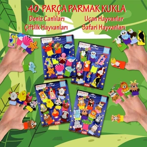 4 Set - 40 Parça Tox Deniz Canlıları , Uçan, Safari ve Çiftlik Hayvanlar Parmak Kukla T220 T221 T222 T223