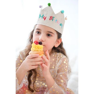 Le Mabelle Bej  Ponponlu Its My Birthday Yazılı Saç Bandı