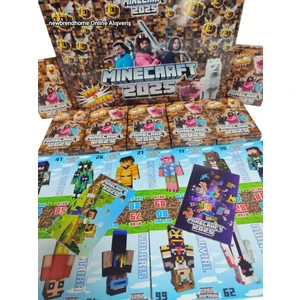 Emrah Gültekin Minecraft 2025 Kart+Sticker (6 Mini Kutu) Hediye Paketinde ve Mini Oyuncak Hediyeli Oyun Kağıtları