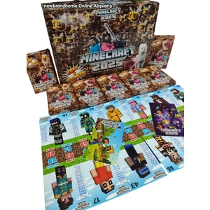 Emrah Gültekin Minecraft 2025 Kart+Sticker (12 Mini Kutu) Hediye Paketinde ve Mini Oyuncak Hediyeli Oyun Kağıtları