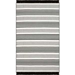 Cool Halı Lovely Krem Siyah Kilim Yıkanabilir Çift Taraflı Akrilik Ince Banyo Balkon Mutfak Kilimi