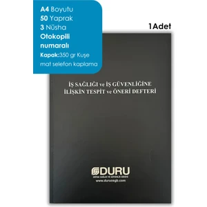 Duru Osgb Iş Sağlığı ve Güvenliği Defteri Otokopili