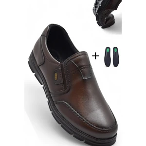 TAB1645-S Kışlık Tam Ortopedik Taban %100 Hakiki Deri Bağcıksız Erkek Ayakkabı Kauçuk Kaymaz Taban