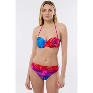 4600 Mor Fuşya Desenli Straplez Bikini Takımı