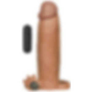 Lolita Shop Gerçekçi Güçlü Titreşimli 5.5 cm Uzatmalı Dolgulu 20 cm Testis Tutacaklı Melez Kalınn Penis Kılıfı