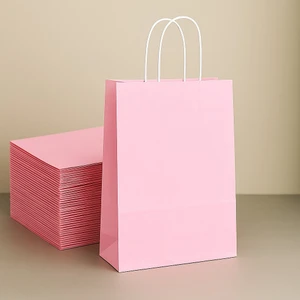 Roll-Up Kraft Çanta Pembe Küçük Boy 18x24cm 25li