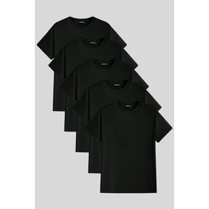 Erkek Tişört Standart Kalıp Basic Bisiklet Yaka 5-Li T-Shırt Basıc-Mankensiz5