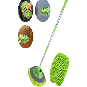 Çok Fonksiyonlu 2 In 1 Mikrofiber Araba Yıkama Fırçası Teleskopik Uzun Saplı Detay Fırçası