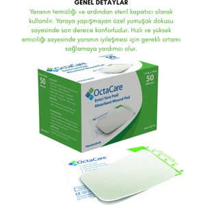 Yüksek Emici Yara Pedi (%800 Emici)  Hipoalerjenik (Tekli Steril Pakettedir) 7,5cm x 10 cm  10 Adet