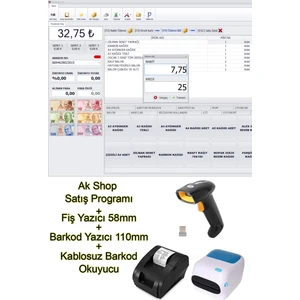 Pazar Timi Barkod Satış Sistemi & Market Programı & Fiş Yazıcı & Barkod Yazıcı & Kablosuz Barkod Okuyucu
