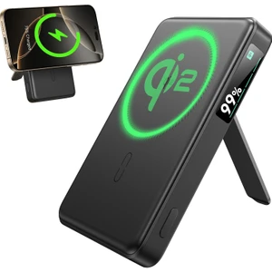 Esr 10000 Mah Taşınabilir Şarj Cihazı Halolock Qi2 Kickstand Magsafe Dijital Göstergeli Standlı Powerbank - Siyah