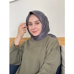 Koyu Gri Siyane Scarf Kristal Eşarp