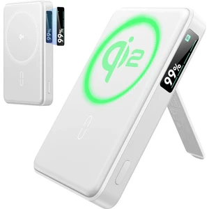 Esr 10000 Mah Taşınabilir Şarj Cihazı Halolock Qi2 Kickstand Magsafe Dijital Göstergeli Standlı Powerbank - Beyaz