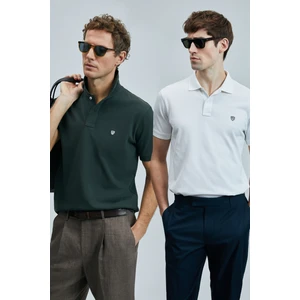 Logolu Pamuklu Comfort Fit Düğmeli Polo Yaka 2'li T Shirt Erkek T Shirt 111040206S2