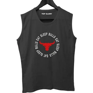 Top Glory Bull Baskılı Kolsuz Sporcu T-Shirt Tank Top Sporcu Fitness Atlet