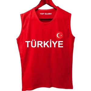 Top Glory Türkiye Baskılı Kolsuz Sporcu T-Shirt Tank Top Sporcu Fitness Atlet