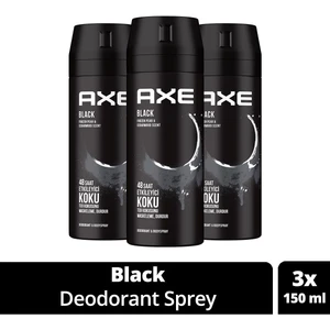 Erkek Deodorant & Bodyspray Black 48 Saat Etkileyici Koku Vücut Spreyi 150 ml X3 Adet