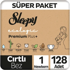 Ecologic Premium Plus Süper Paket Bebek Bezi 1 Numara Yenidoğan 128 Adet