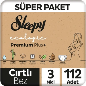 Ecologic Premium Plus Süper Paket Bebek Bezi 3 Numara Midi 112 Adet