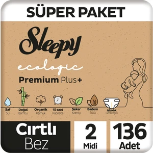 Ecologic Premium Plus Süper Paket Bebek Bezi 2 Numara Mini 136 Adet