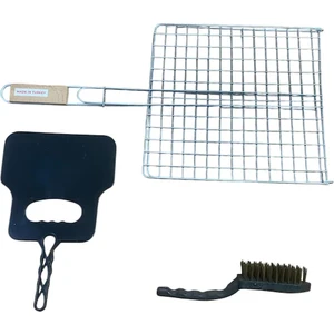 Mangal Seti 3'lü,tel Izgara 30X30 Cm,fırça,yelpaze