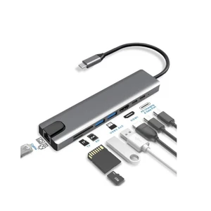 Macbook Pro Air USB Type-C Hub Dönüştürücü Çevirici Çoklayıcı USB Hdmı Micro Sd 8 Girişli Çevirici