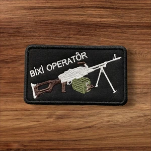Siyah Zemin Bixi Operatör Patch Arma Nakış - 10X6 cm