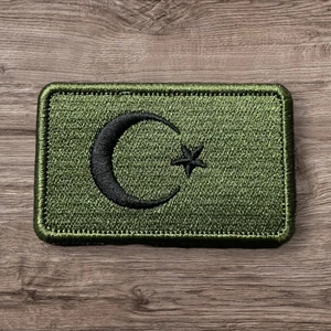 Haki Renk Türk Bayrağı Patch Arma - 8x5 cm