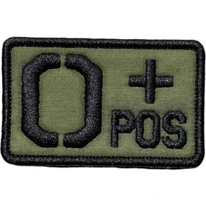 Haki Zemin 0 Pozitif Kan Grubu Nakış Patch Arma - 8x5 cm
