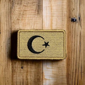 Tan Rengi Türk Bayrağı Patch Peç Arma - 8x5 cm