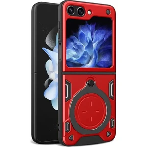 MMP Shop Samsung Galaxy Z Flip 6 Uyumlu Kamera Koruma 360 Dönebilen Magsafe Halka Stand Özellikli Tank Kılıf