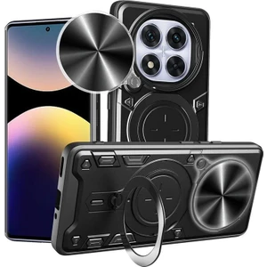 MMP Shop Xiaomi Redmi Note 14 Pro Uyumlu Kamera Koruma 360 Dönebilen Magsafe Halka Stand Özellikli Tank Kılıf