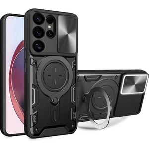 MMP Shop Samsung Galaxy S25 Ultra Uyumlu Kamera Koruma 360 Dönebilen Magsafe Halka Stand Özellikli Tank Kılıf