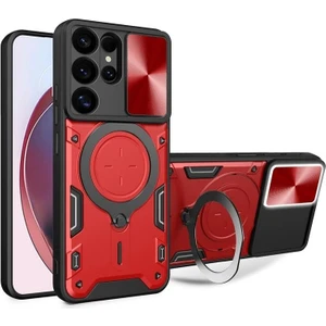 MMP Shop Samsung Galaxy S25 Ultra Uyumlu Kamera Koruma 360 Dönebilen Magsafe Halka Stand Özellikli Tank Kılıf