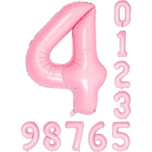 Pembe Rakam Folyo Balon Yaş Pembe Balon 34'' 76  cm  Sayı Balon Uçan Balon Helyum Balon