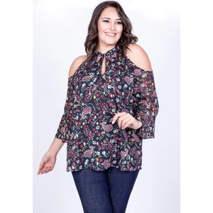 Fular Detaylı Şifon Bluz Siyah 40 35059