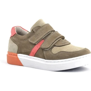 Hakiki Deri Kum Rengi Cırtlı Erkek Çocuk Sneaker