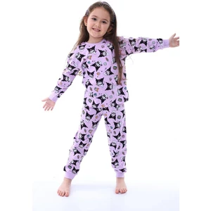 Kıpırık Baby Kız Çocuk Kedi Desenli Uzun Kollu Pijama Takımı