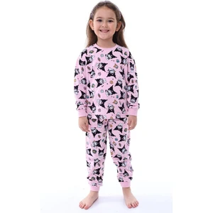 Kıpırık Baby Kız Çocuk Kedi Desenli Uzun Kollu Pijama Takımı