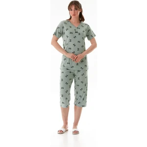 Fiyonk Desenli Kısa Kol Kapri Pijama Takımı